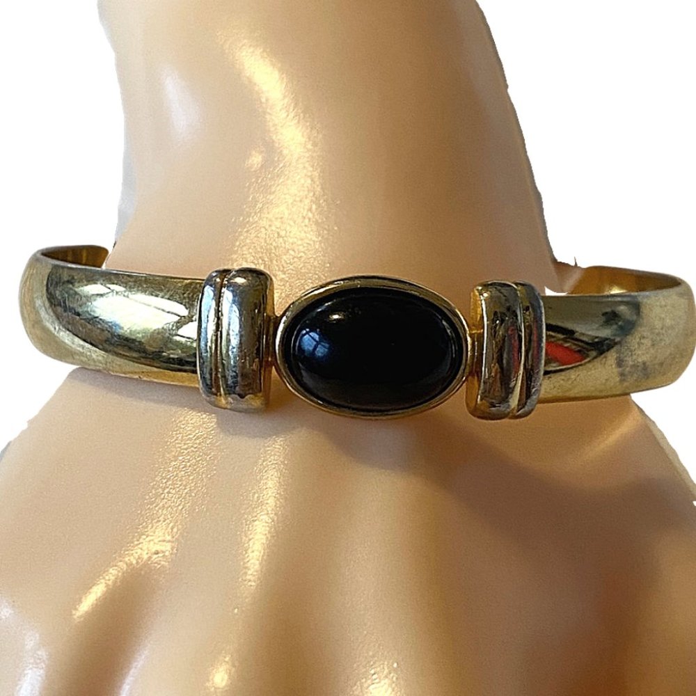 Vintage Monet Gold and Black Bangle Bracelet
